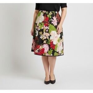 VTG Talbots Pure‎ Silk Multicolor Floral Print A-Line Skirt Size 10 Boho Preppy